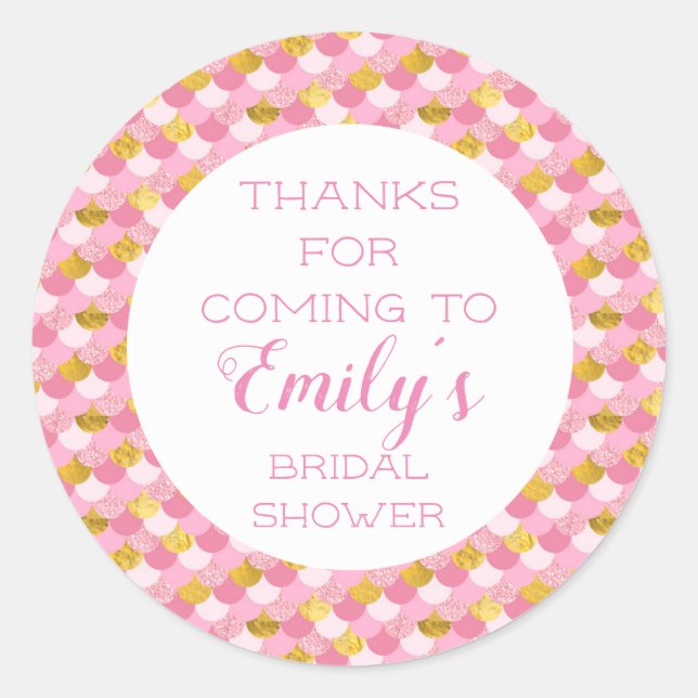 Adesivo Redondo Festa de Sereia Rosa Muito Obrigado (Frente)