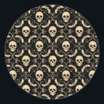 Adesivo Redondo Festa de Skulls & Bats do Halloween Preto e Creme<br><div class="desc">Padrão de Halloween bonito,  preto e creme/bronzeado. Você pode adicionar texto se quiser. Concebida por Freepik</div>