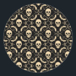 Adesivo Redondo Festa de Skulls & Bats do Halloween Preto e Creme<br><div class="desc">Padrão de Halloween bonito,  preto e creme/bronzeado. Você pode adicionar texto se quiser. Concebida por Freepik</div>