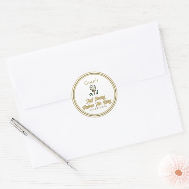 Adesivo Redondo Festa de solteira, Chá de panela, Ouro branco (Envelope)