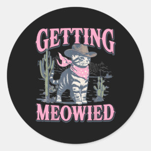 Adesivo Redondo Festa de Solteira Cowgirl Meowdy se Tornando Meowi