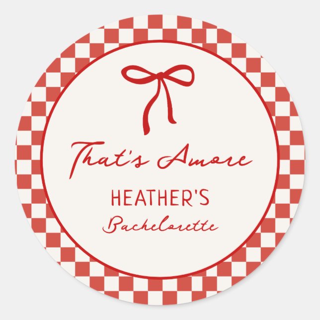 Adesivo Redondo Festa de Solteira da Pizza Italiana That's Amore (Frente)