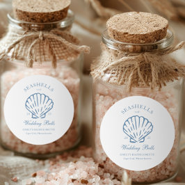 Adesivo Redondo Festa de solteira de Conchas e Sinos de Casamento