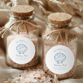 Adesivo Redondo Festa de solteira de Conchas e Sinos de Casamento