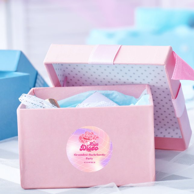 Adesivo Redondo Festa de solteira de Rodeio Rosa-Rosa-Cowgirl da D (Criador carregado)