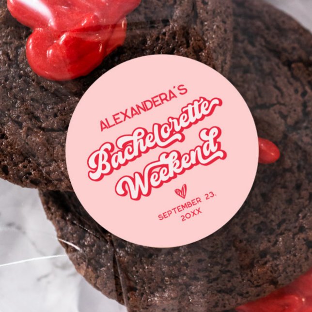 Adesivo Redondo Festa de solteira de Vegas Vermelha e Rosa (Criador carregado)