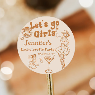 Adesivo Redondo Festa de solteira do Disco Cowgirl Rodeo