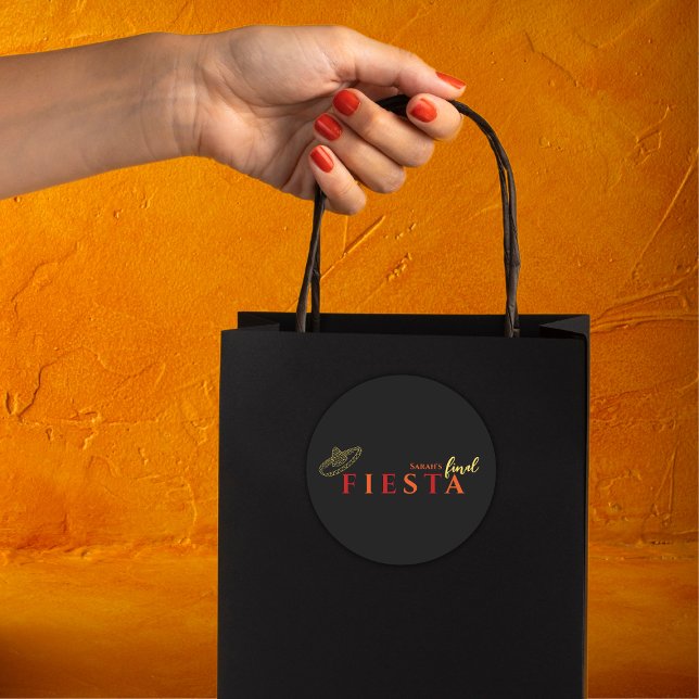 Adesivo Redondo Festa de solteira final Fiesta mexicana (final fiesta mexican sombrero bachelorette party sticker)