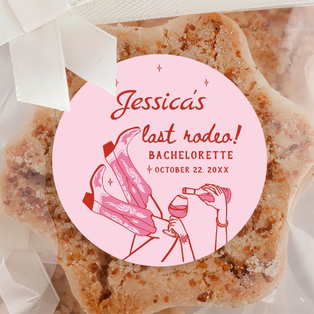 Adesivo Redondo Festa de solteira Rosa Disco Cowgirl (Criador carregado)