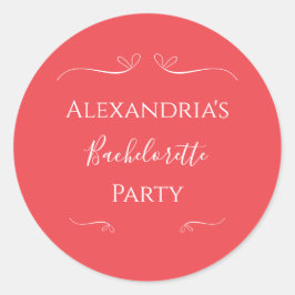 Adesivo Redondo Festa de solteira Vermelha Rosa Moderna
