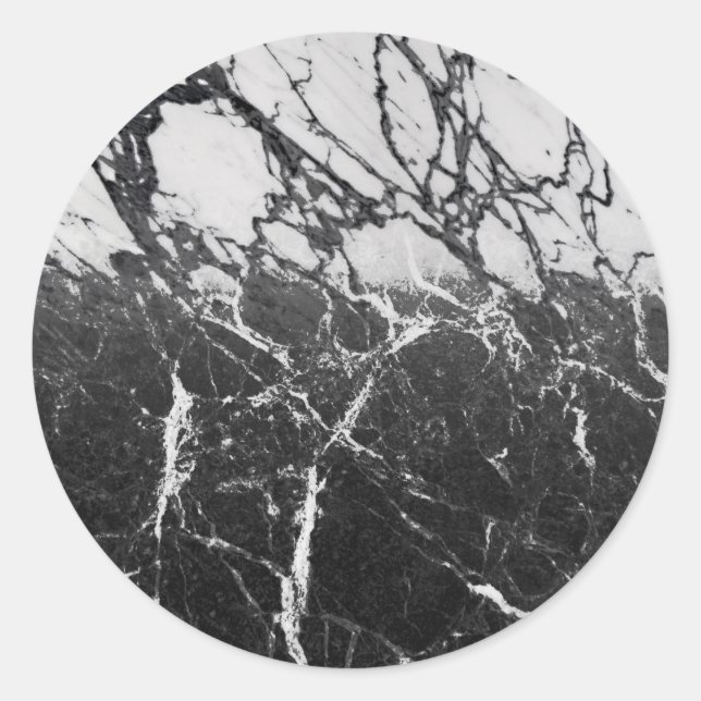 Adesivo Redondo Festa de Trendência do Glam Moderno do Marble Negr (Frente)