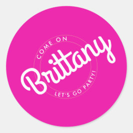 Adesivo Redondo Festa de Vamos Dolly Go Retro Rosa Quente!