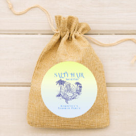 Adesivo Redondo Festa de Verão de Cowgirl da Sereia Azul Costeira