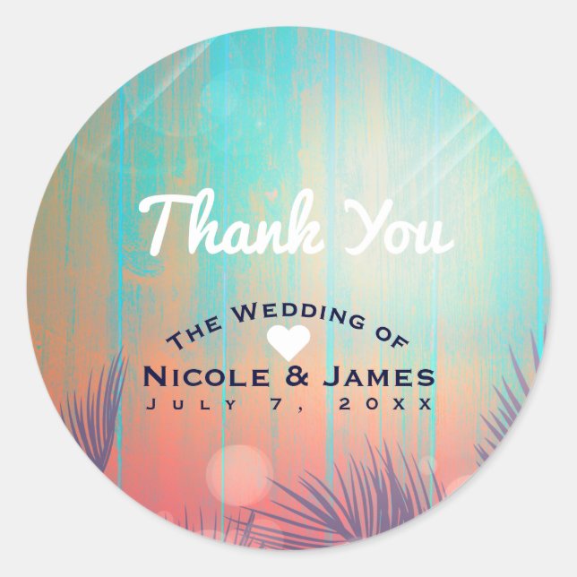 Adesivo Redondo Festa de Verão de Palmeiras Sunny Palm Tres (Frente)