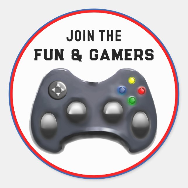 Adesivo Redondo Festa de videogame (Frente)