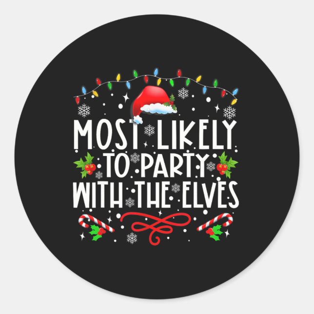 Adesivo Redondo Festa Divertida De Natal Mais Provável Para Festa  (Frente)