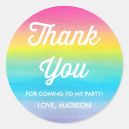 Adesivo Redondo Festa do arco-íris da Watercolor Muito Obrigado