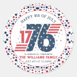 Adesivo Redondo Festa do Dia da Independência em 4 de julho de 177