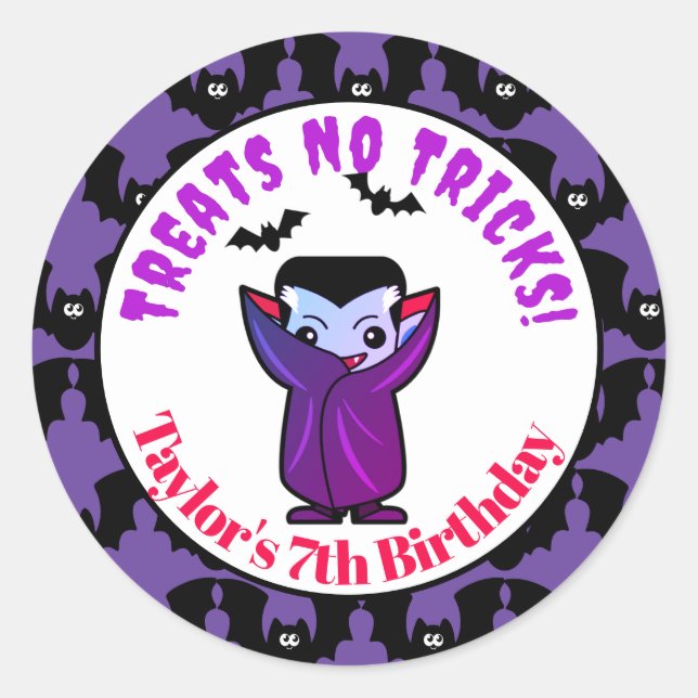 Adesivo Redondo Festa do Dia das Bruxas, Dracula Bats (Frente)
