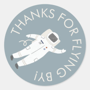 Adesivo Redondo Festa do Espaço Astronauta Obrigado A Favor Do Sti