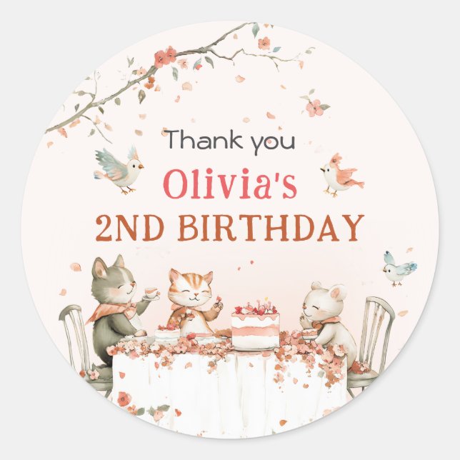 Adesivo Redondo Festa do Flor com Gatos (Frente)