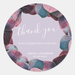 Adesivo Redondo Festa Dourada de Hydrangeas Roxas de Lavanda Azul 