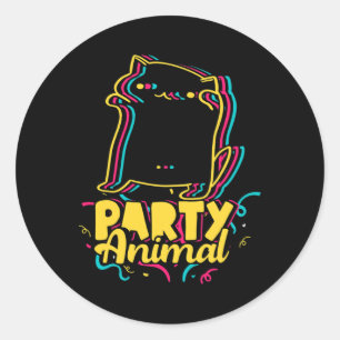 Adesivo Redondo Festa Engraçada Dançando Disco Animal Meme