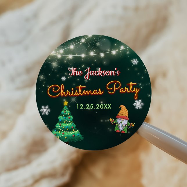 Adesivo Redondo Festa Engraçado de Sinais de Natal Neon (Criador carregado)