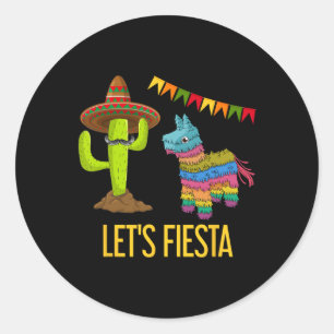 Adesivo Redondo Festa Engraçado Partido Mexicano Pinata Cactus Cin