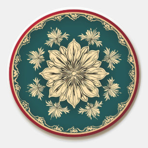 Adesivo Redondo Festa Floral Creme Poinsettia