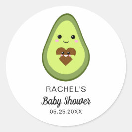 Adesivo Redondo festa grávida de chá de fraldas kawaii