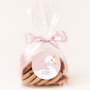 Adesivo Redondo Festa linda, elegante e rosa, do cisne