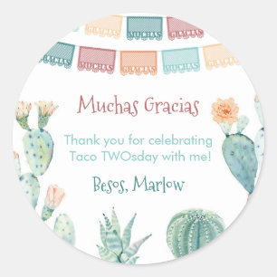 Adesivo Redondo Festa Mexicana Taco TWOsday THREE-esta Obrigado