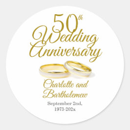 Adesivo Redondo Festa Minimalista de 50 Anos de Casamento