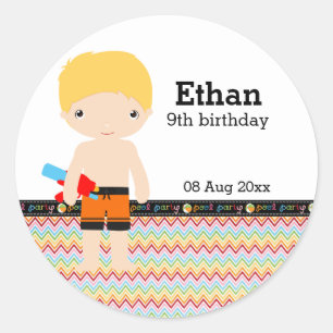 Adesivo Redondo Festa na piscina (menino)