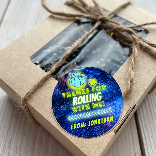 Adesivo Redondo Festa Neon Glow Boliche Obrigado por Rolar (Criador carregado)