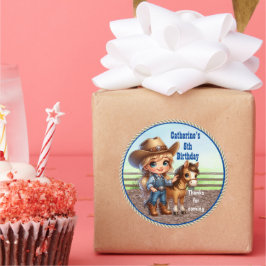 Adesivo Redondo Festa Ocidental Pequena Vaquinha Com Cavalo Person