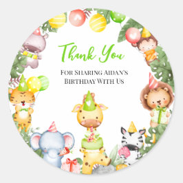 Adesivo Redondo Festa Para Crianças Safari Obrigado