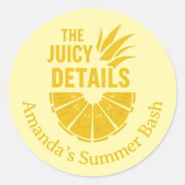 Adesivo Redondo Festa Personalizada de Abacaxi Amarelo Negrito