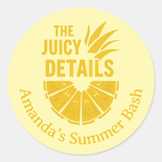 Adesivo Redondo Festa Personalizada de Abacaxi Amarelo Negrito (Frente)