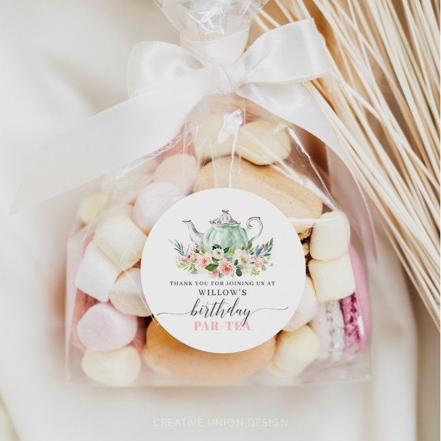 Adesivo Redondo Festa Personalizada de Aniversário Par-Tea (Criador carregado)