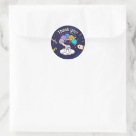 Adesivo Redondo Festa Personalizada de Astronauta Agradecimento