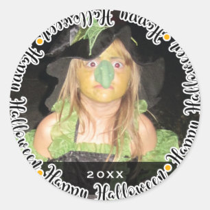 Adesivo Redondo Festa Personalizada de Favor de Foto Feliz de Hall