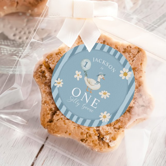 Adesivo Redondo Festa primeiro aniversario de bobo de Ganso (Criador carregado)