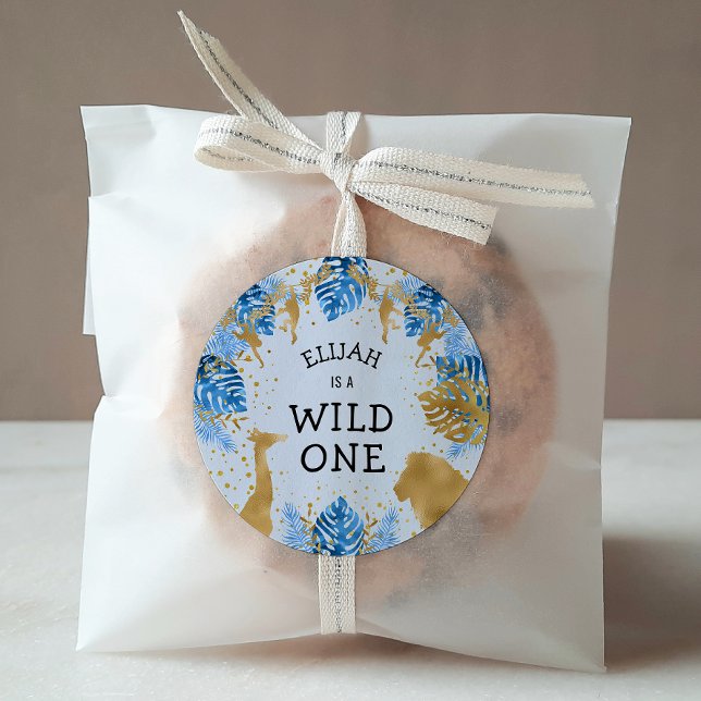 Adesivo Redondo Festa primeiro aniversario de Meninos Selva Azul S (Criador carregado)