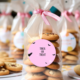 Adesivo Redondo festa rosa do halloween, convite,