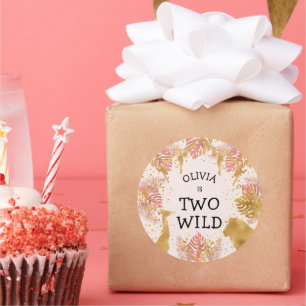 Adesivo Redondo Festa segundo aniversário das Meninas Pastel Rosa 