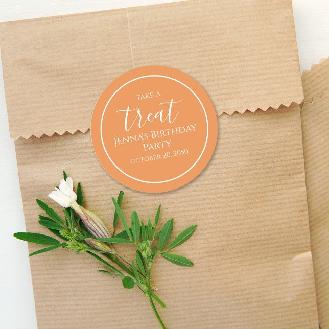 Adesivo Redondo Festa Simples Laranja de Caligrafia (Criador carregado)