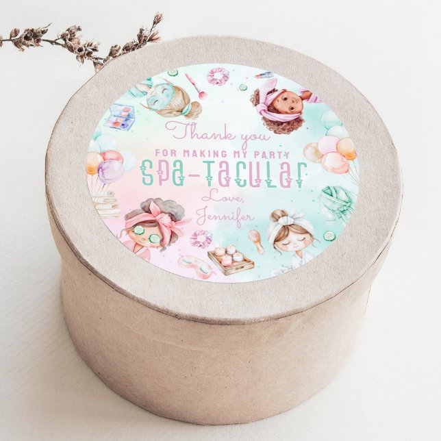 Adesivo Redondo Festa Spa Aniversário Spatacular Obrigado (Criador carregado)