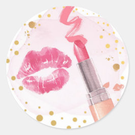 Adesivo Redondo Festa Spa Glitz Glam Glamor Rapariga Makeup Rosa D